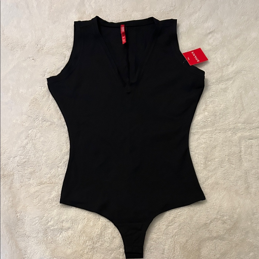 NWT SPANX Black V-Neck Sleeveless Bodysuit